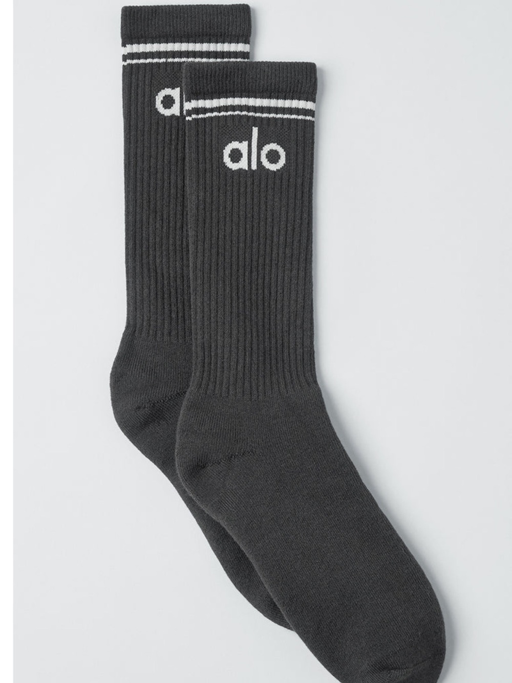 ALO Yoga Unisex Throwback Socks Anthracite / White (Black) Crew Socks Large